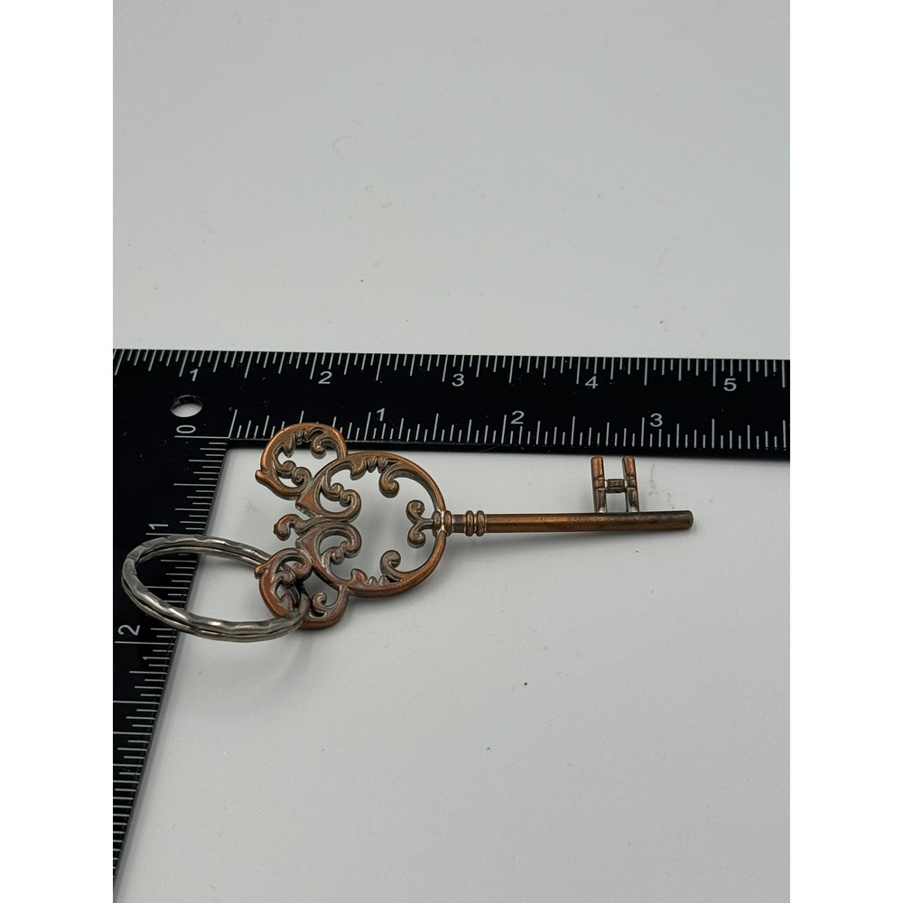 Disney Mickey Mouse Filigree Skeleton Key Keychain Silver Tone Collectible